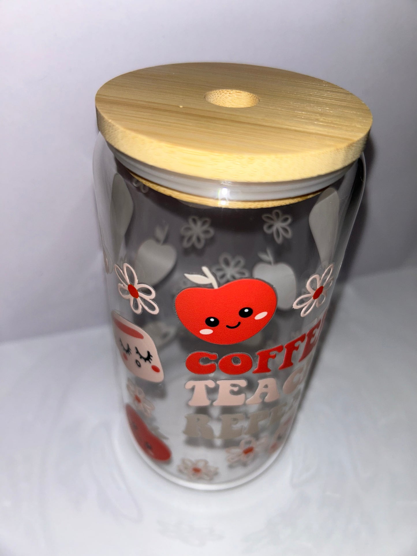 Coffee teach repeat glass cup