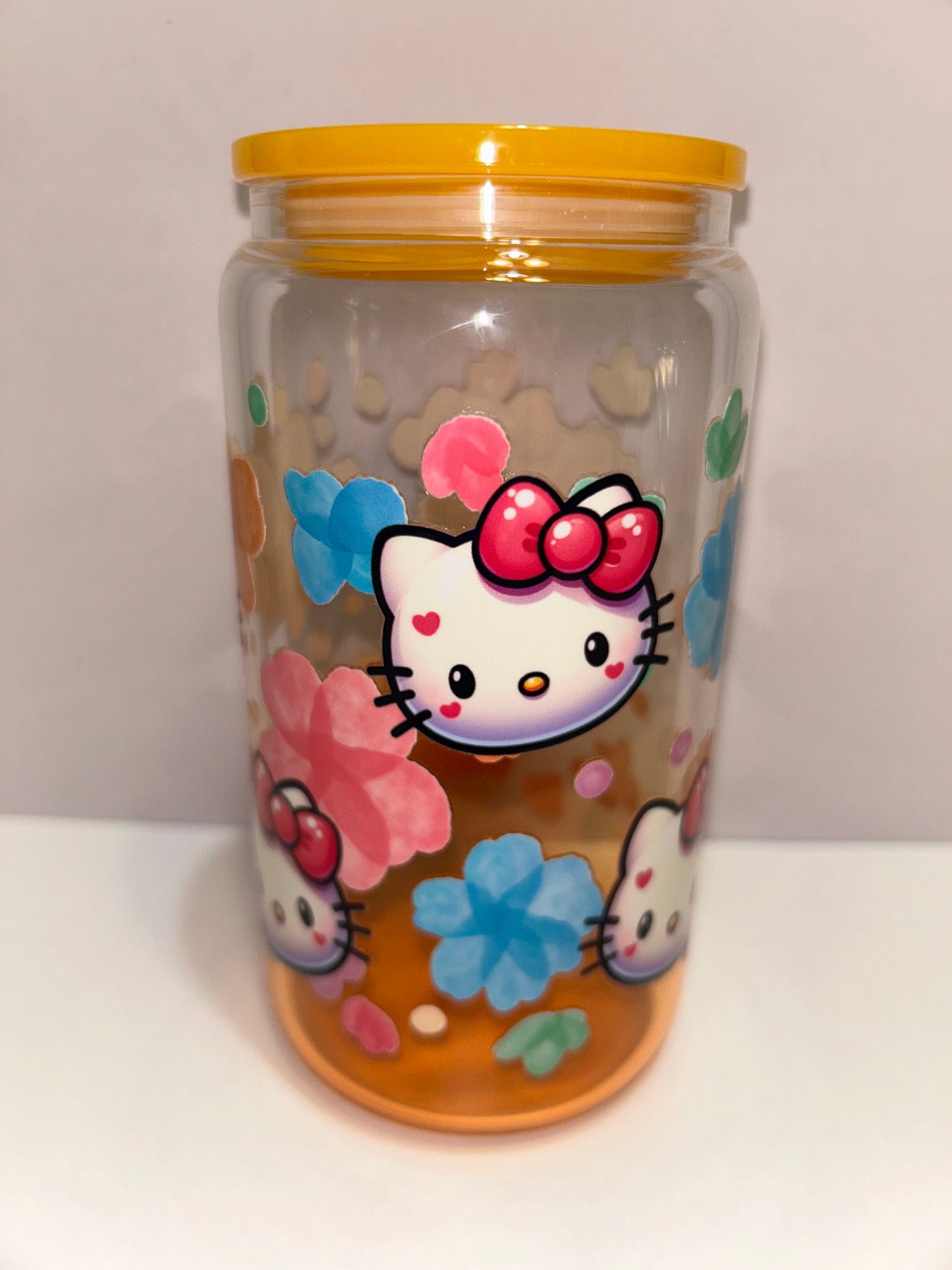 Kitty floral glass cup