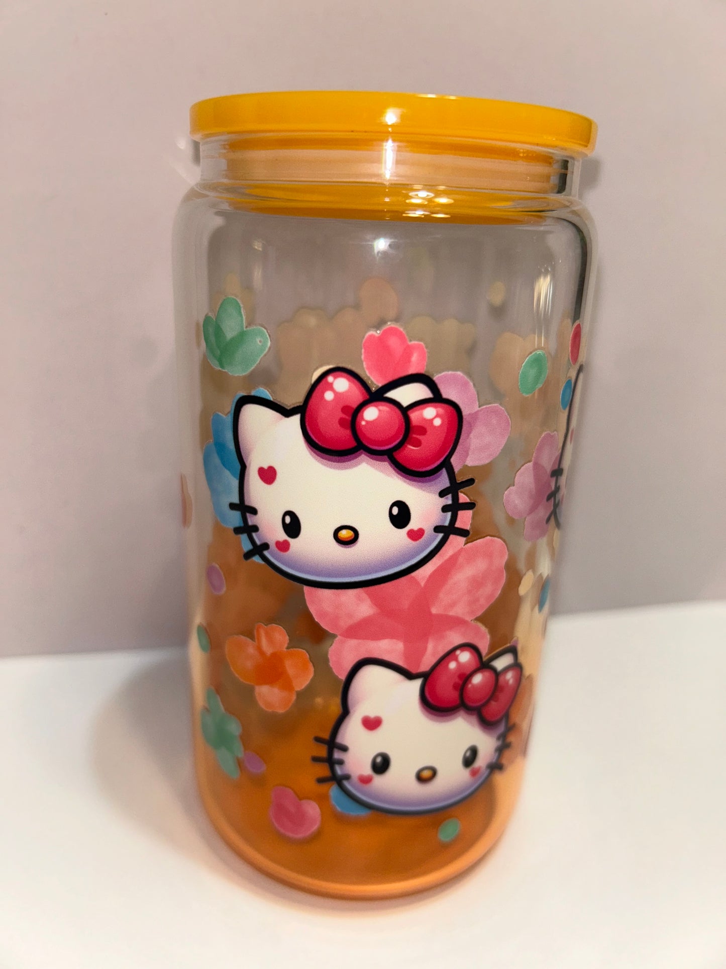 Kitty floral glass cup