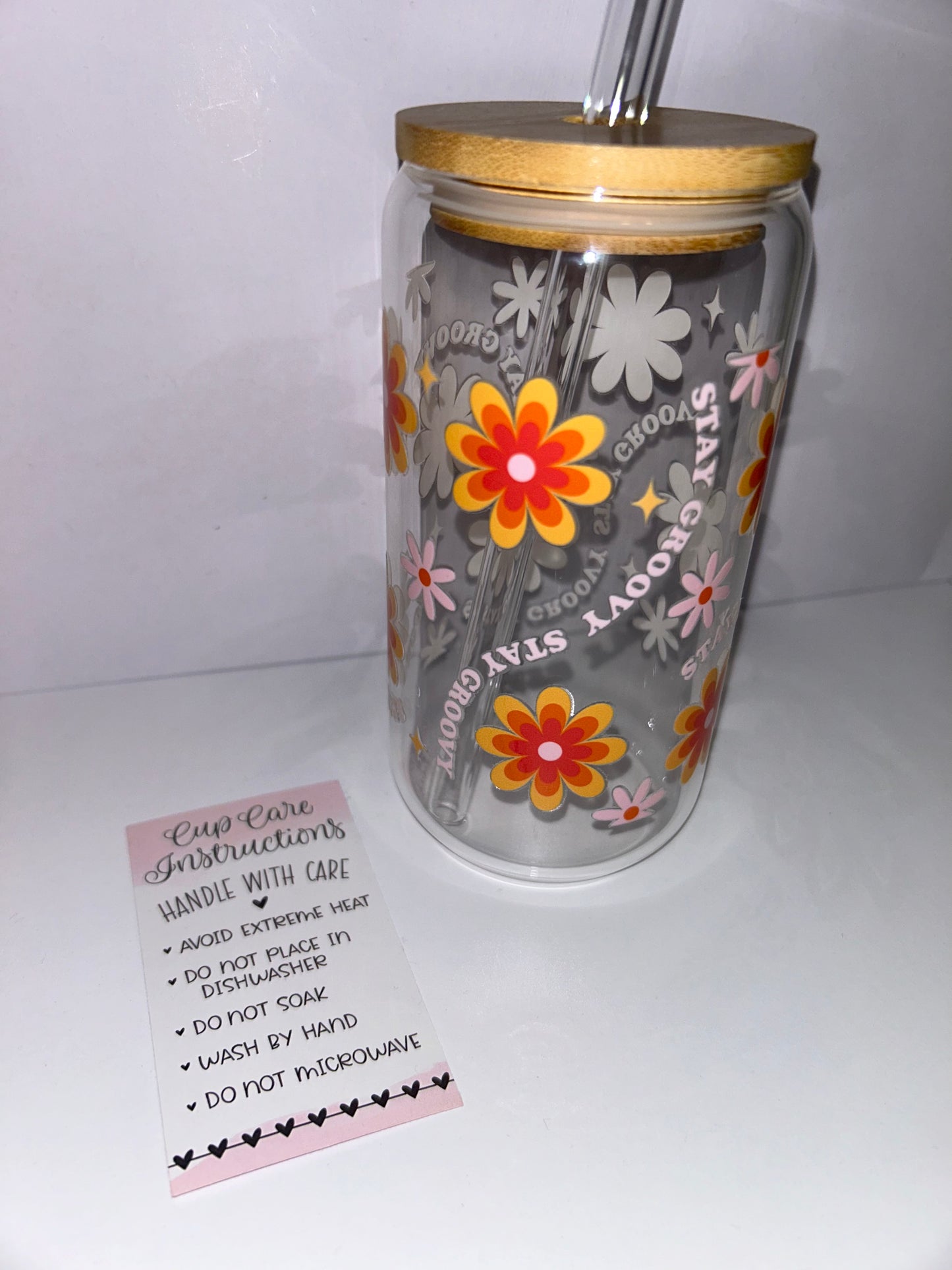 Stay groovy glass cup