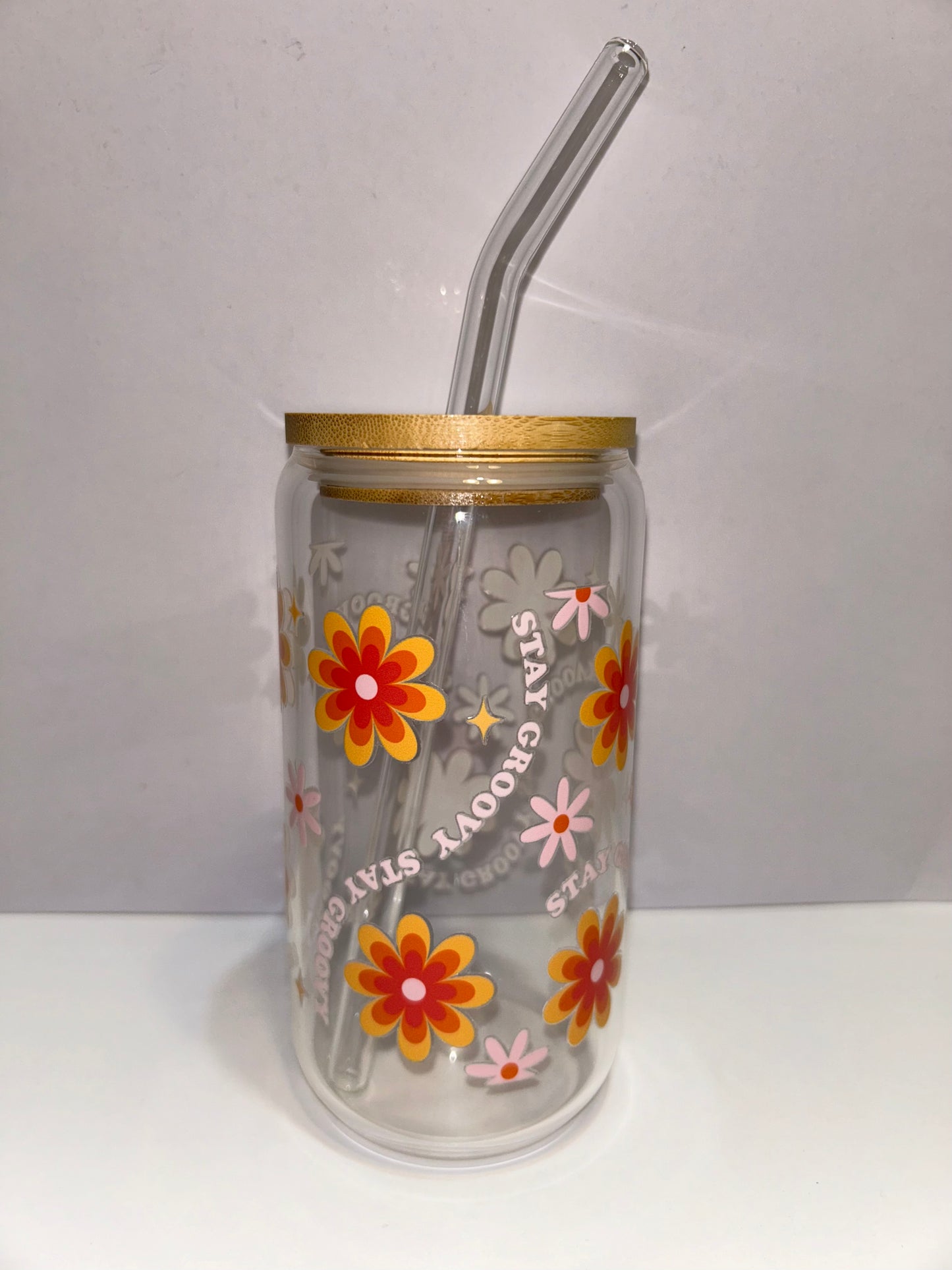 Stay groovy glass cup