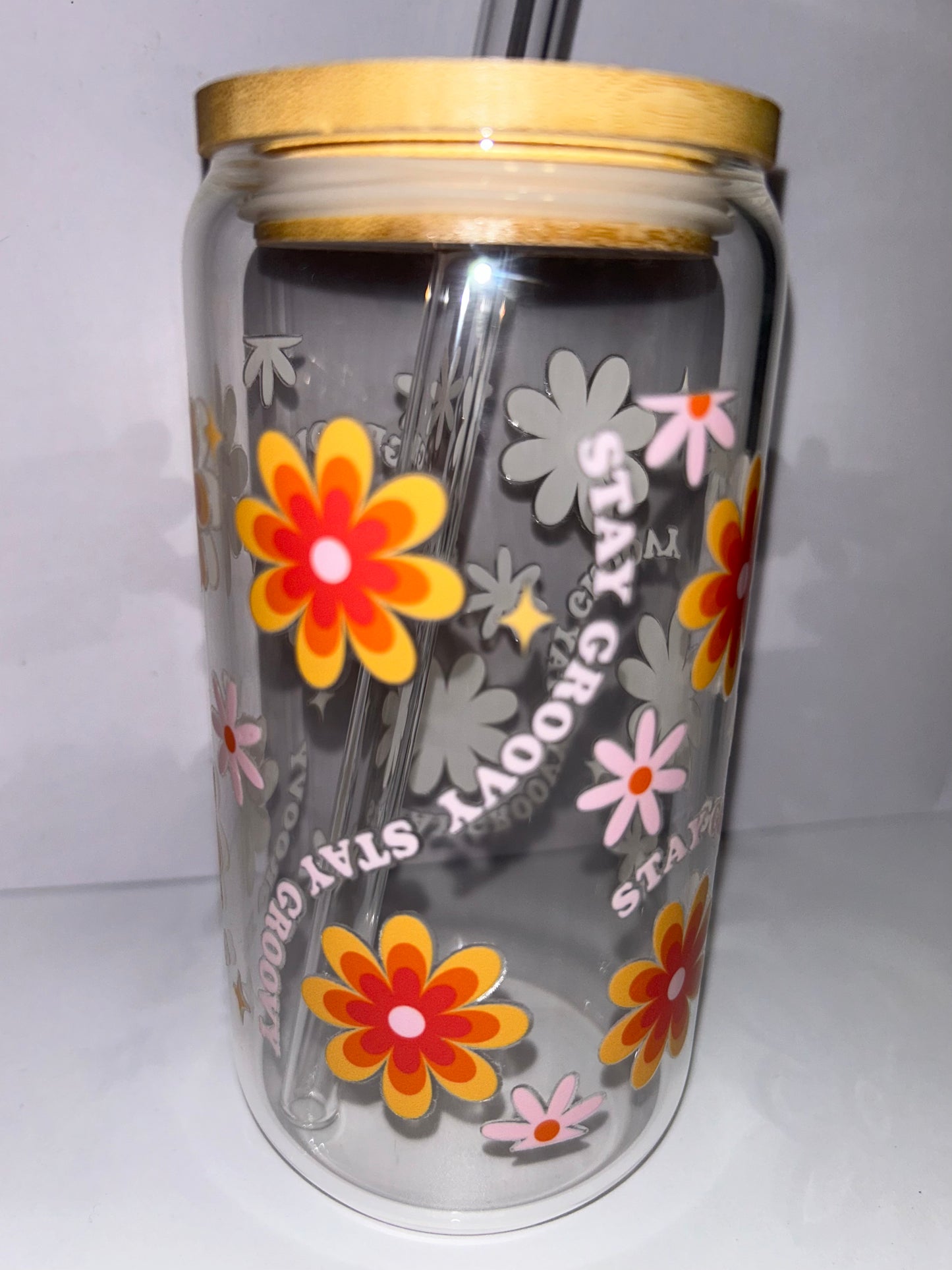 Stay groovy glass cup